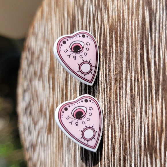 Ouija Pink Planchette Stud Earrings - Picture 4 of 5